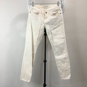 CURRENT ELLIOTT 5 Pocket Styling Dusty Peach The Stiletto Leopard Print Jeans